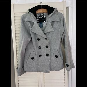 Sebby grey pea coat with hood